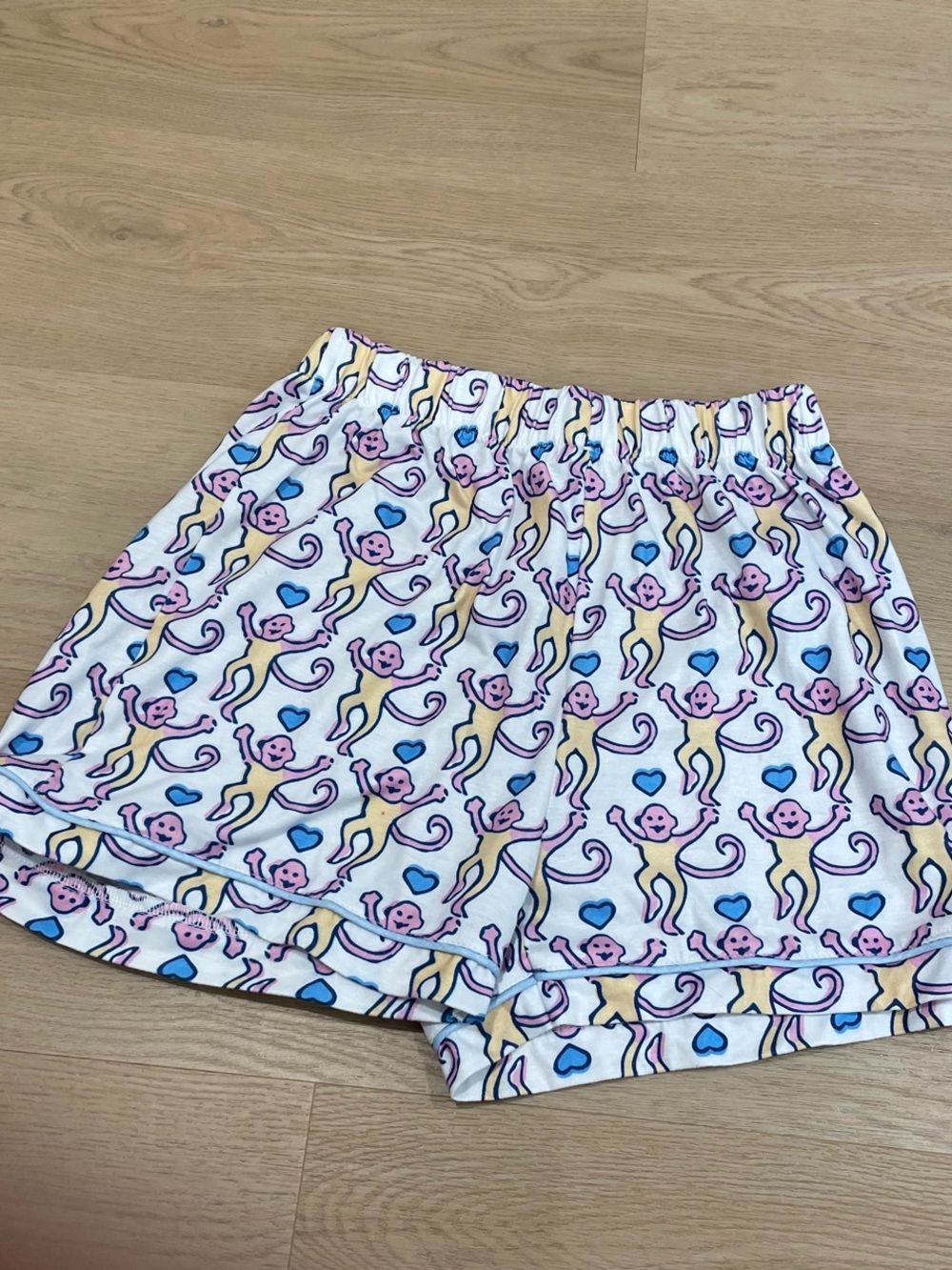 White Monkey Print Pajama Set - Short Sleeve & Shorts - Picture 2 of 5